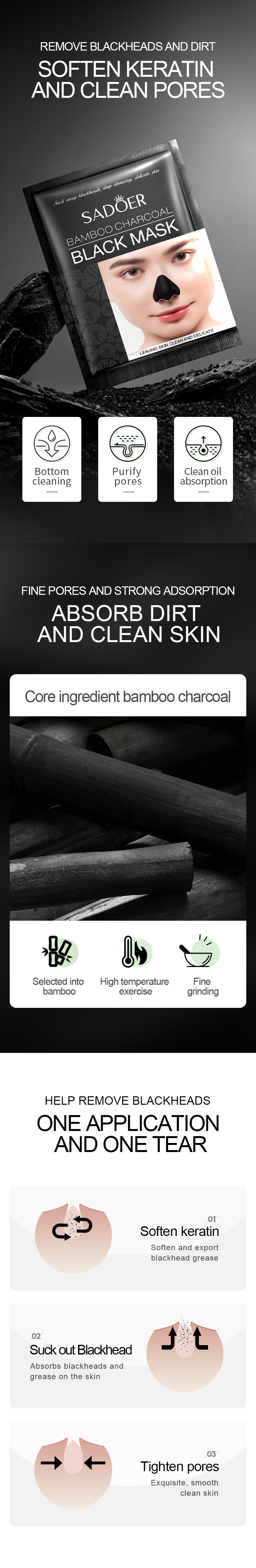 Bamboo Charcoal Deep Cleanse Unclog Pores Blackhead Nose Patches