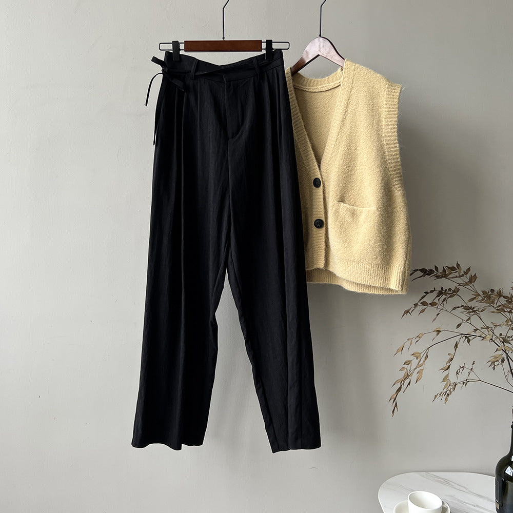 High Waist Loose Straight Trousers