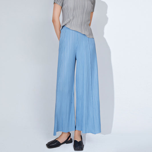 Plissé Pleated Casual Loose High Waist Trousers