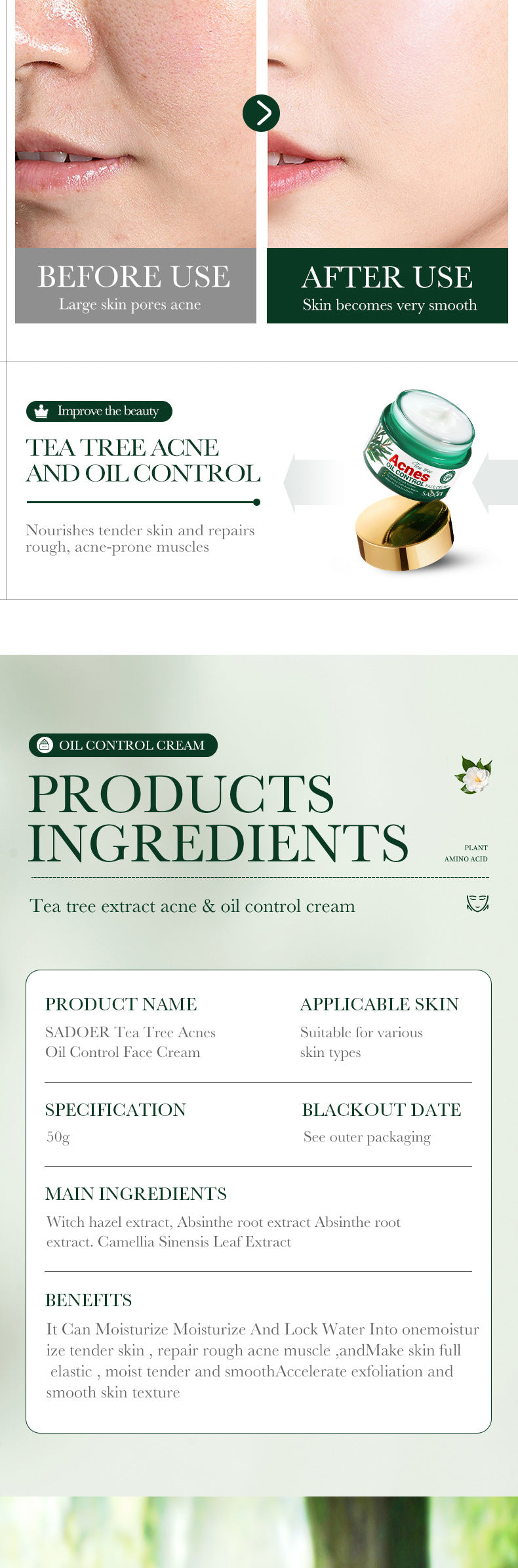 Tea Tree Acne Treatment & Oil Control Face Cream