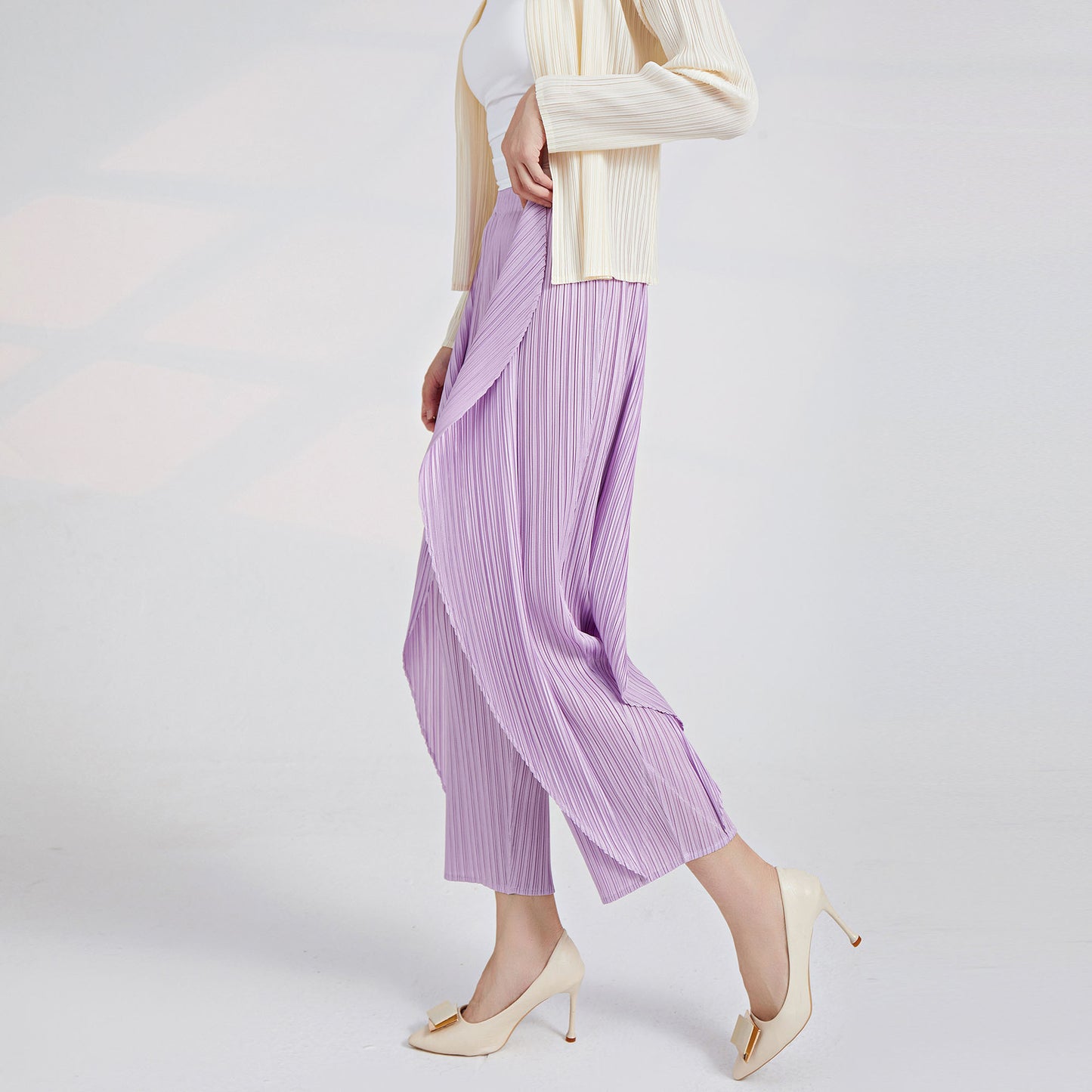 Plissé Pleated Casual Loose Irregular Kelp Trousers