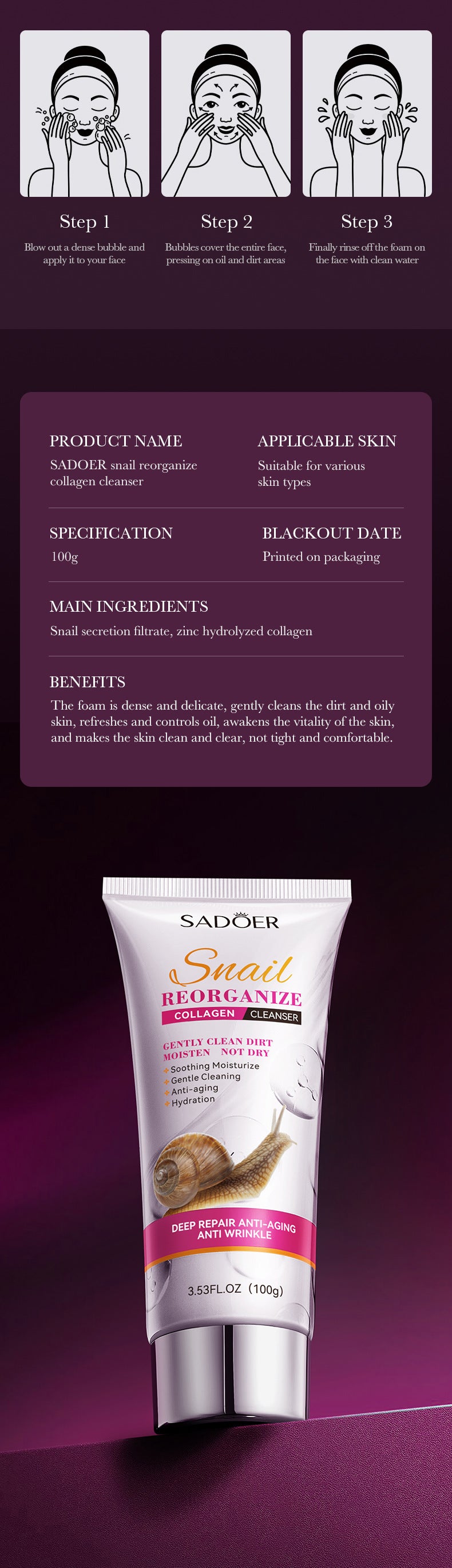 Snail Recombinant Collagen Gentle Cleansing Milk