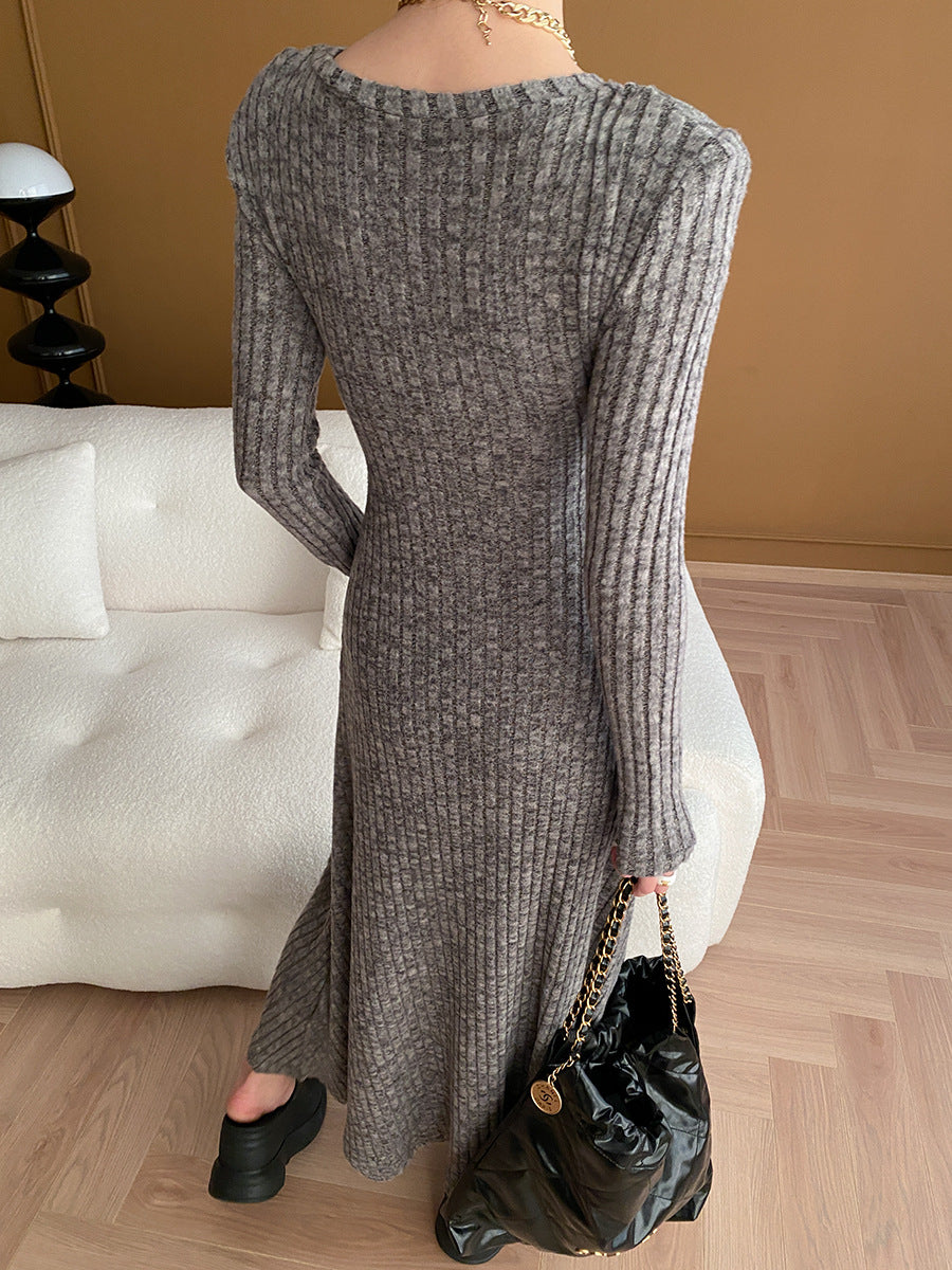 Pitted Shoulder Pad Knitted Dress