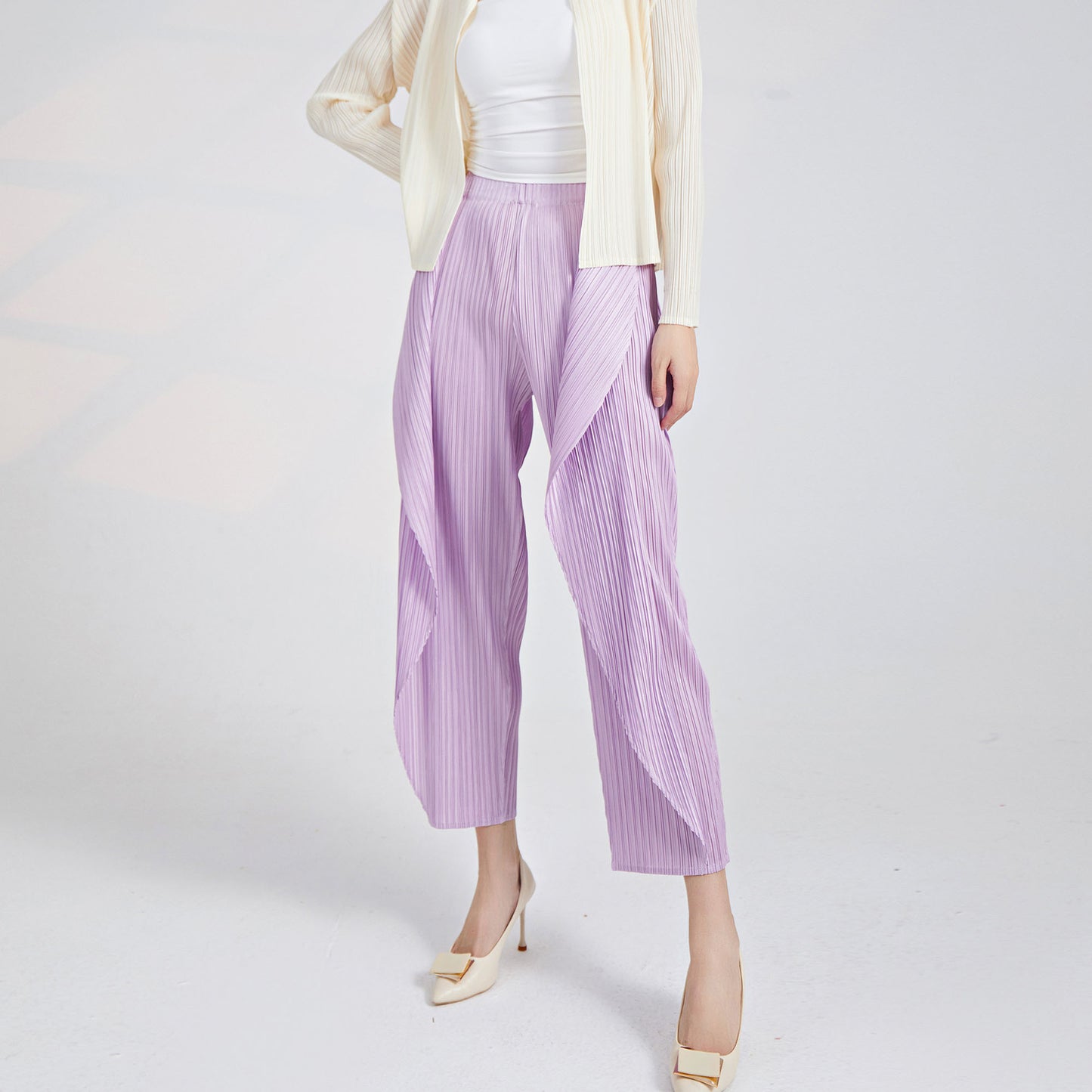 Plissé Pleated Casual Loose Irregular Kelp Trousers