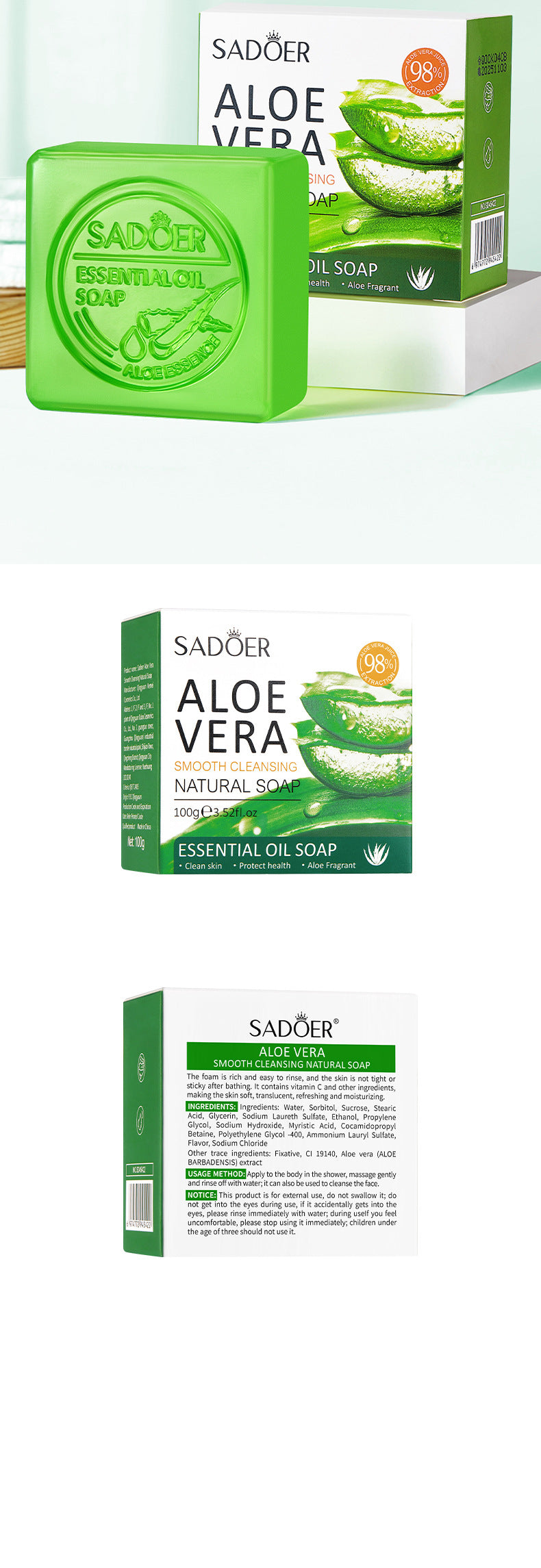 Aloe Vera Essential Oil Cleansing Handmade Soap