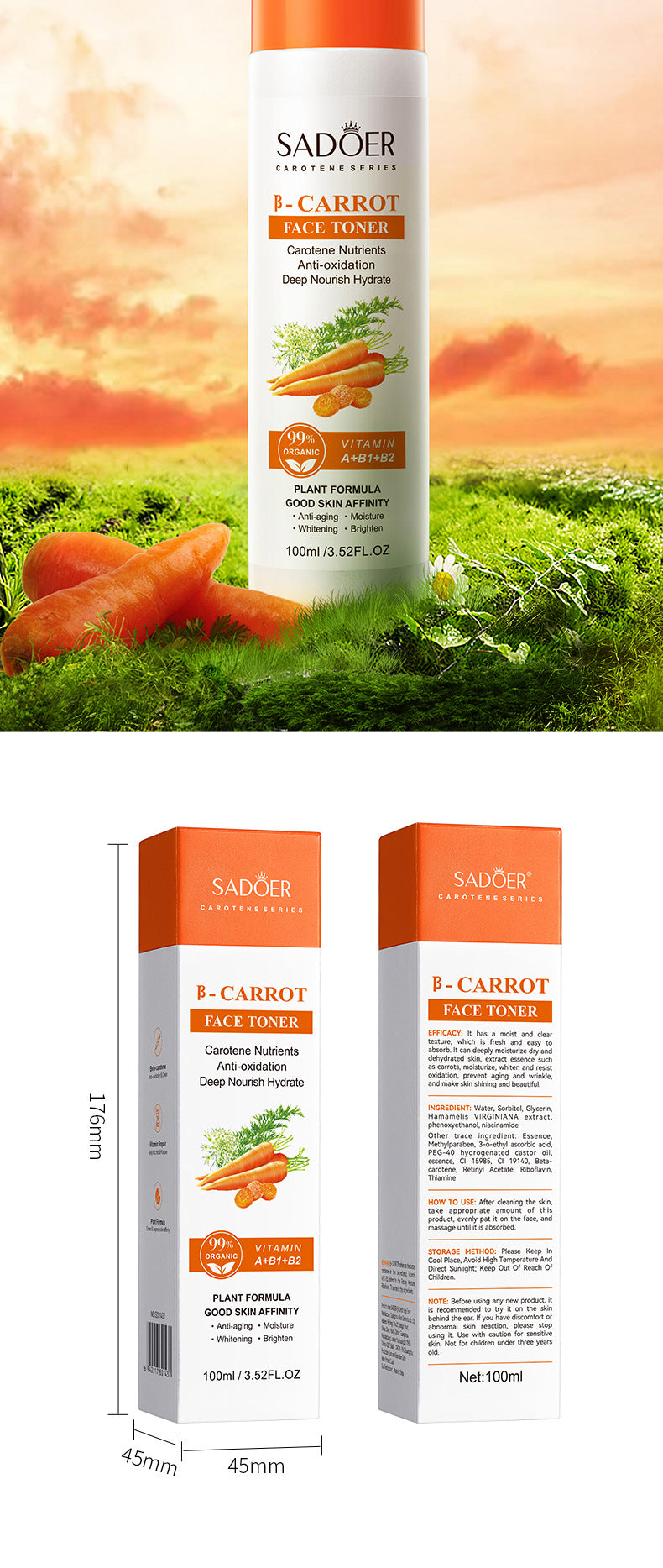 Carrot Lotion Moisturizing Face Toner