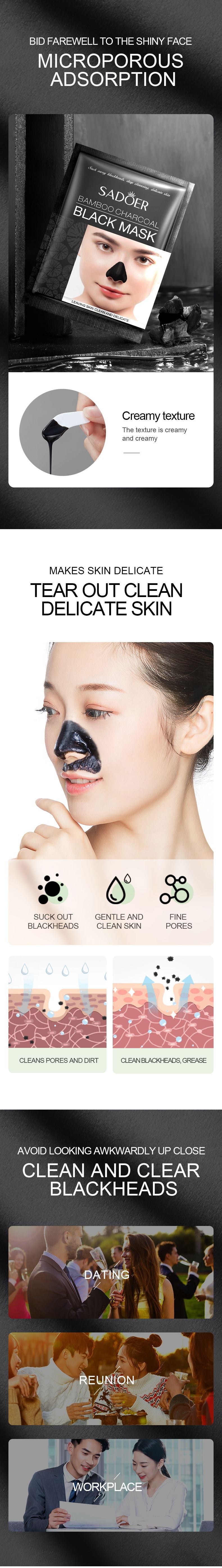 Bamboo Charcoal Deep Cleanse Unclog Pores Blackhead Nose Patches