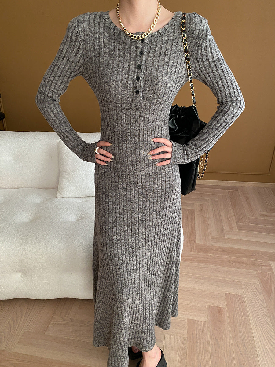 Pitted Shoulder Pad Knitted Dress