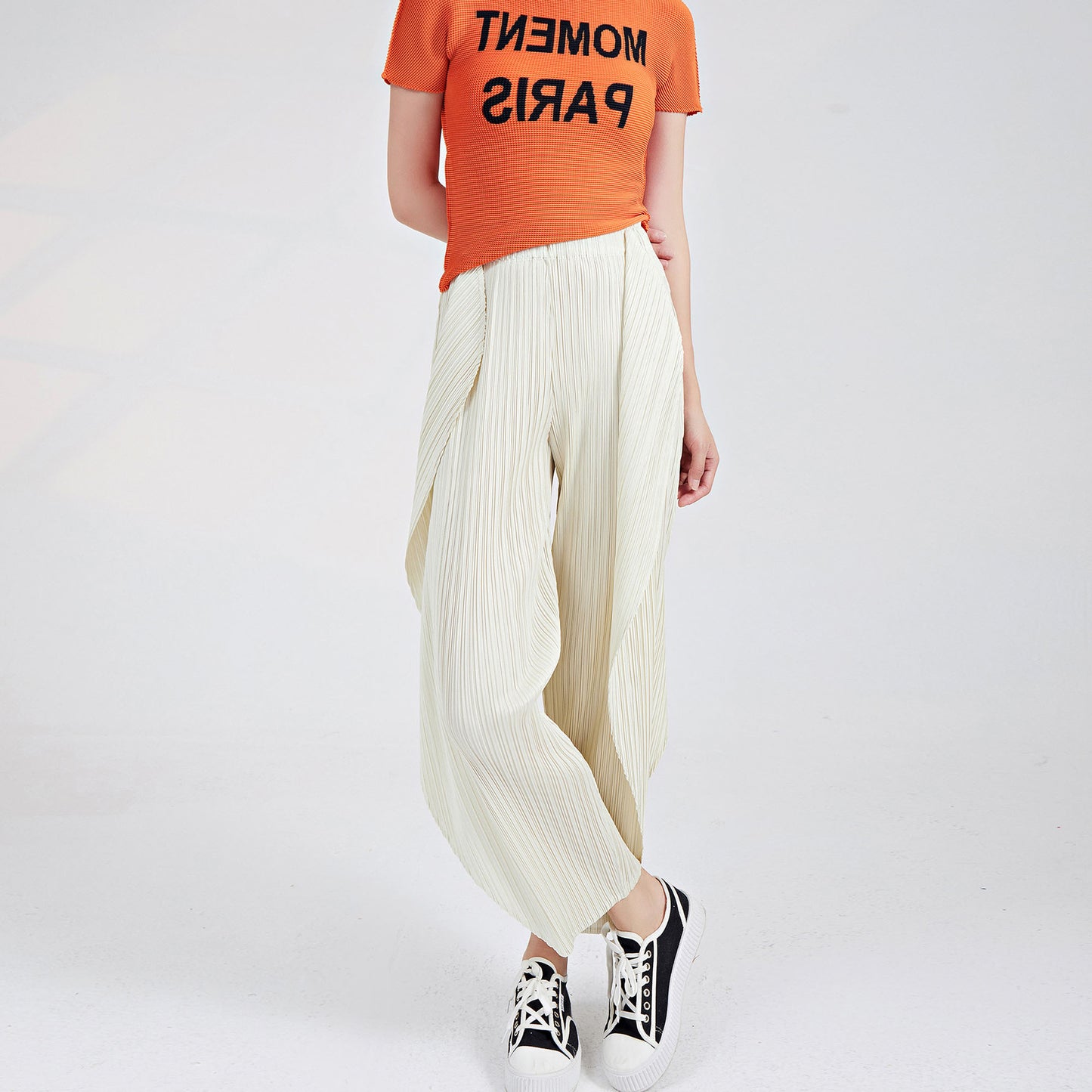 Plissé Pleated Casual Loose Irregular Kelp Trousers