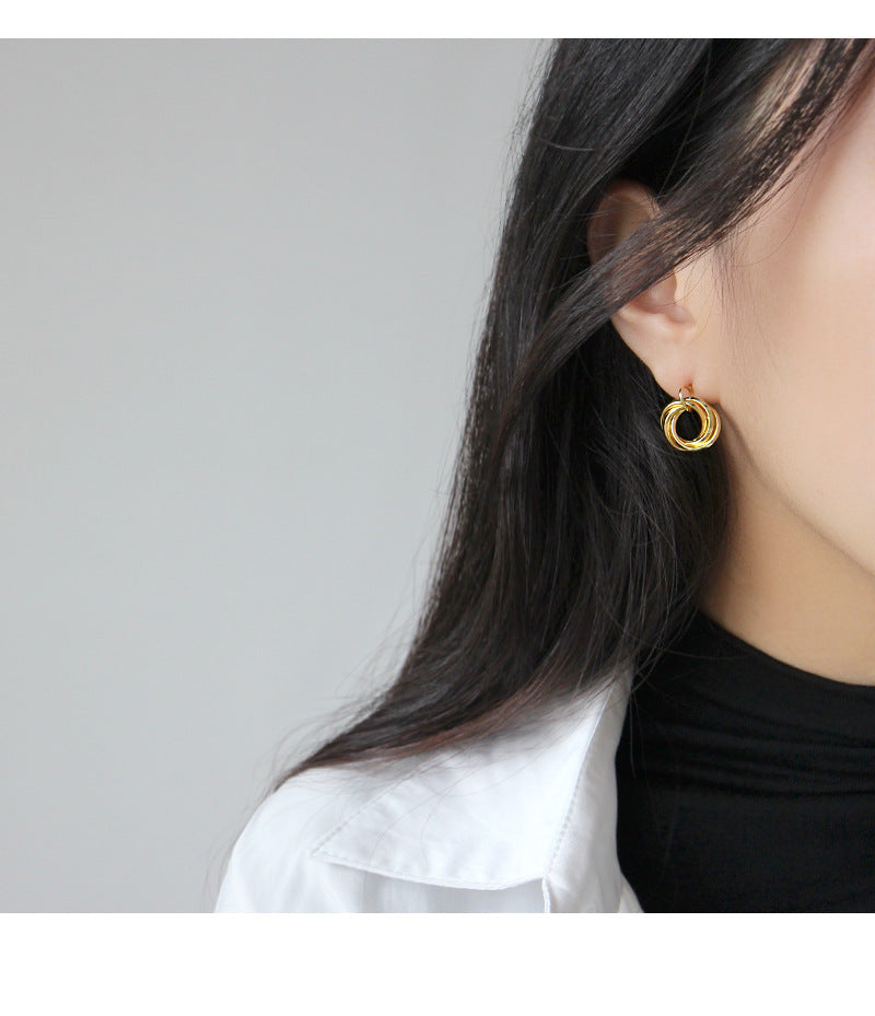 Gold Plated Twist Minimalist Earring Stud