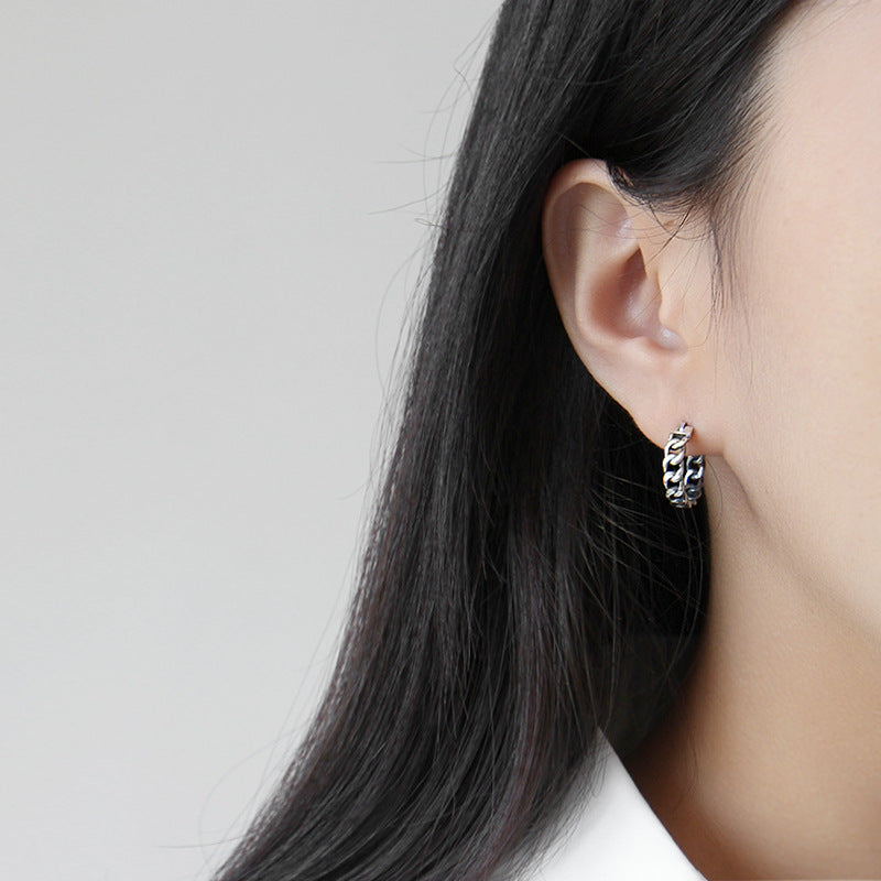 Gold Plated Grid Minimalist Earring Hoops