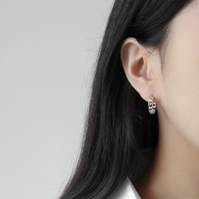 Gold Plated Grid Minimalist Earring Hoops