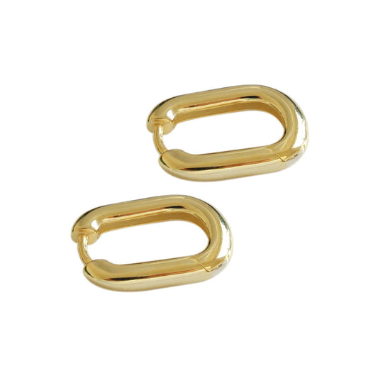 Gold Plated Oval Minimalist Earring Hoops