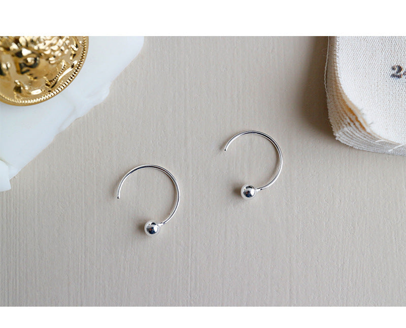 Silver Round Minimalist Earring Stud