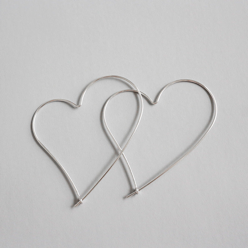 Silver Heart Minimalist Earring Hoops