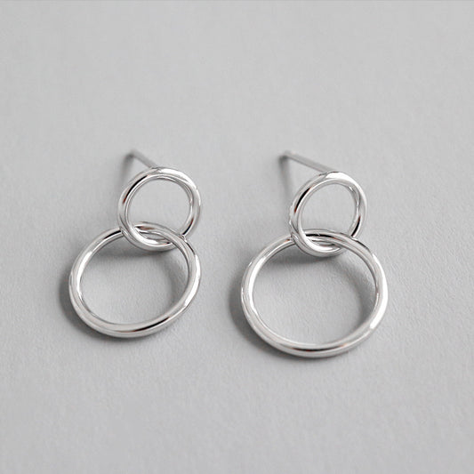 Silver Round Minimalist Earring Stud