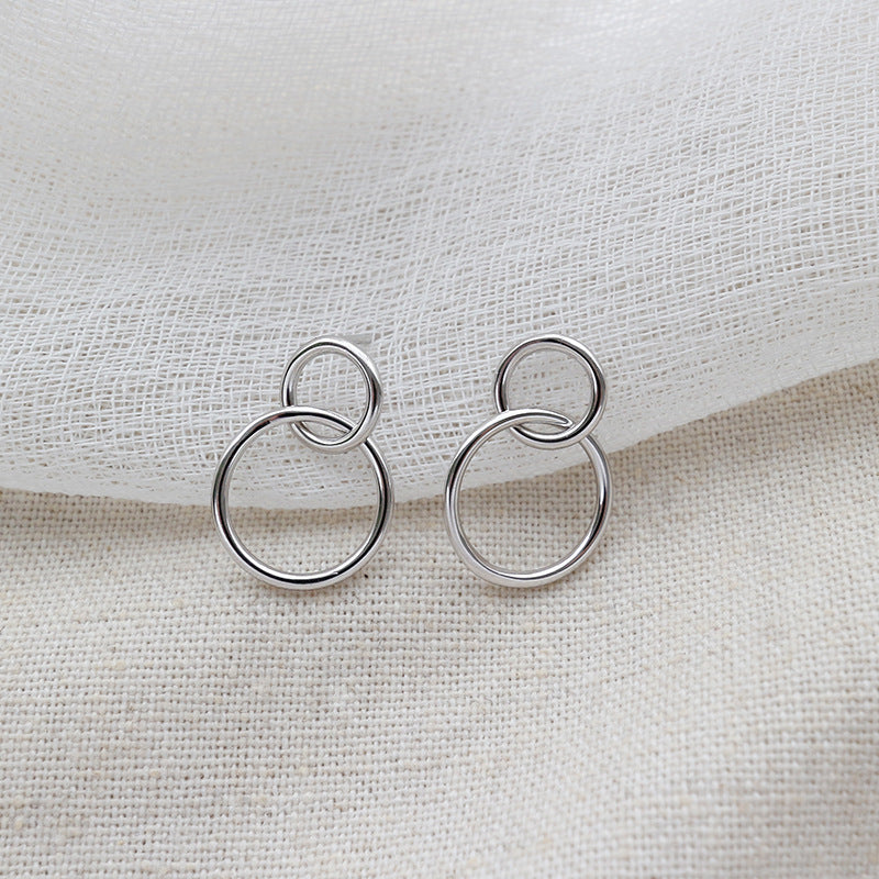 Silver Round Minimalist Earring Stud