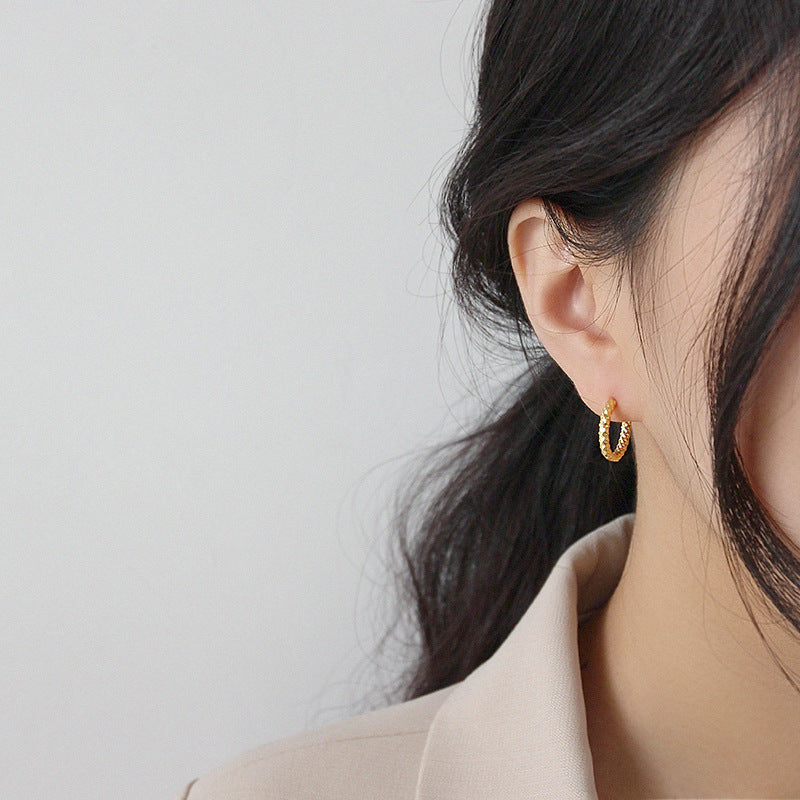 Silver Round Minimalist Earring Hoops