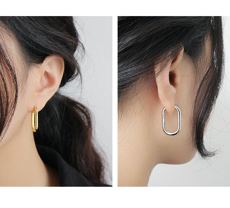 Silver Oval Minimalist Earring Hoops