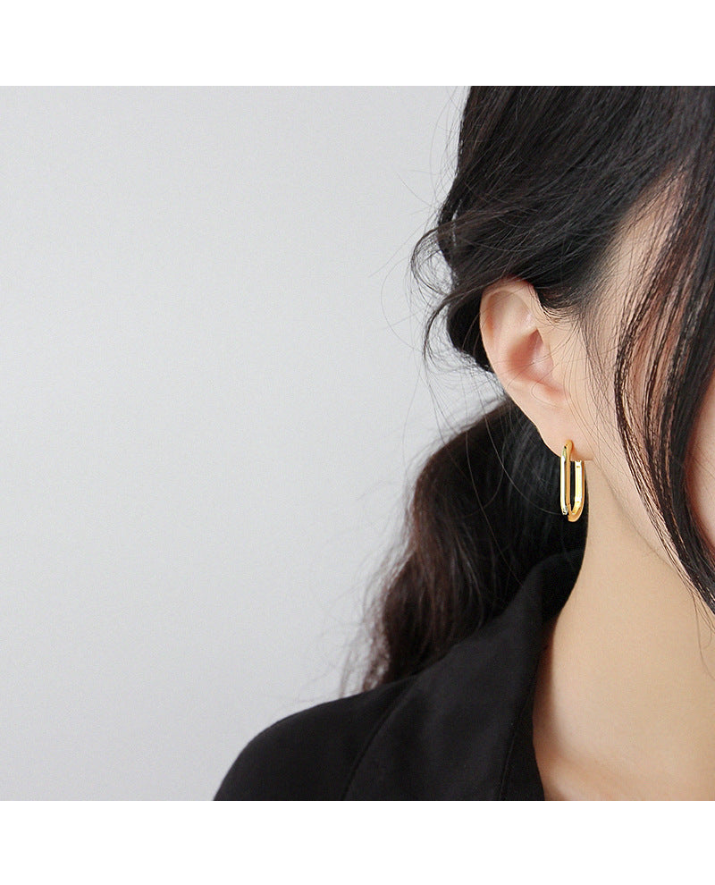 Silver Oval Minimalist Earring Hoops