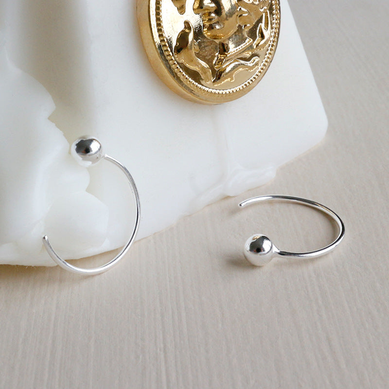 Silver Round Minimalist Earring Stud