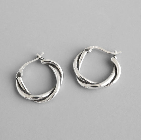 Silver Twist Minimalist Earring Hoops