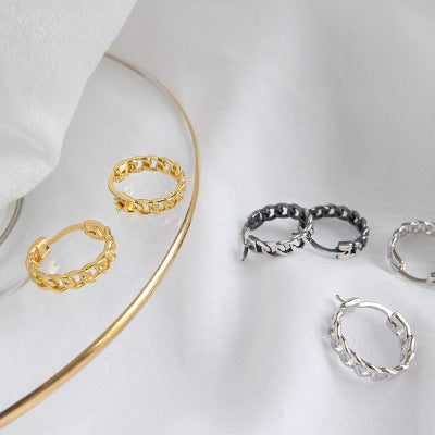 Gold Plated Grid Minimalist Earring Hoops