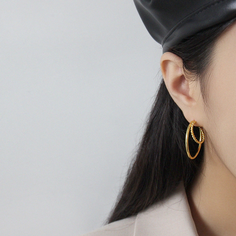 Gold Plated Round Minimalist Earring Stud