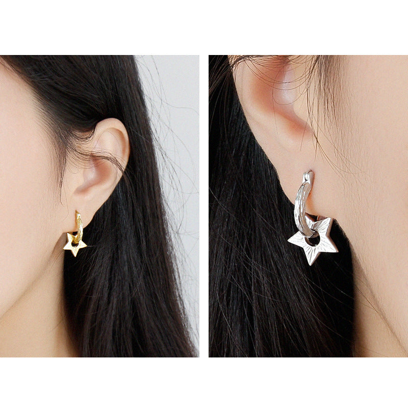 Gold Plated Star Minimalist Earring Hoops