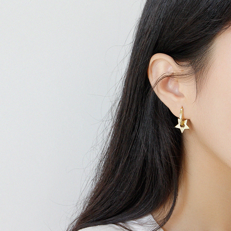 Gold Plated Star Minimalist Earring Hoops