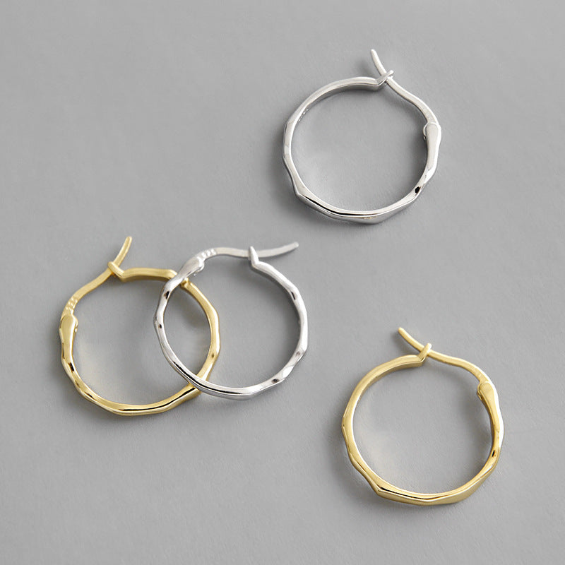 Silver Round Minimalist Earring Hoops