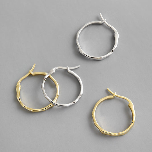 Silver Round Minimalist Earring Hoops