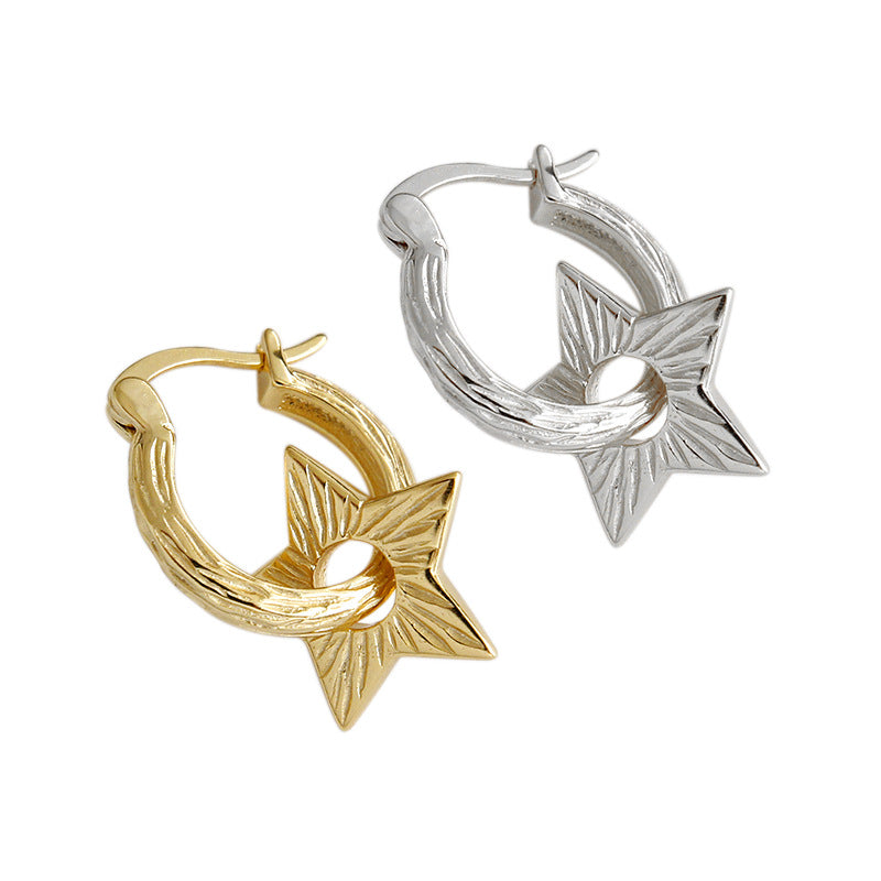 Gold Plated Star Minimalist Earring Hoops