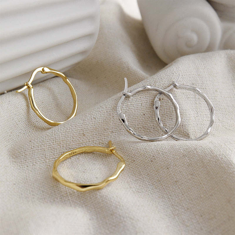 Silver Round Minimalist Earring Hoops