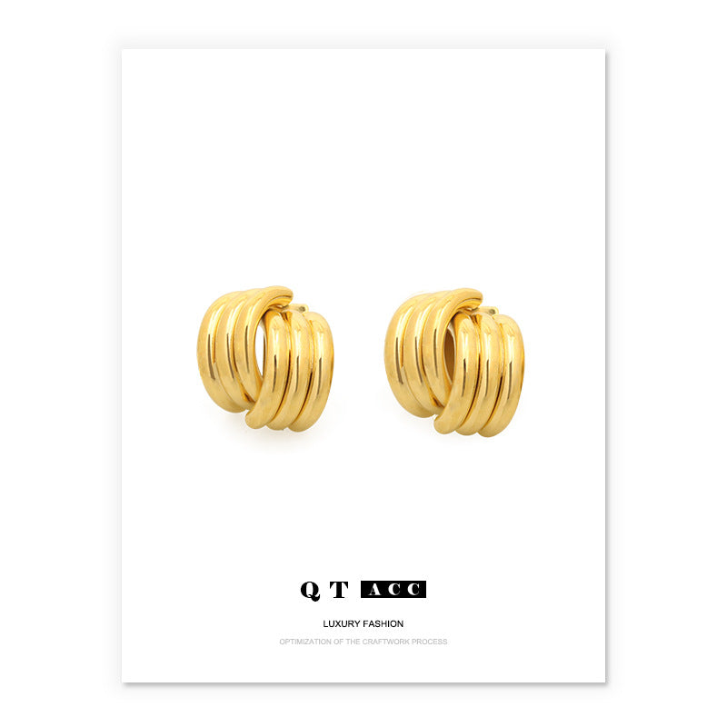 Gold Plated Line Minimalist Earring Stud