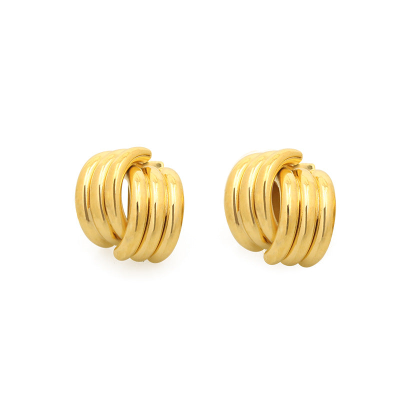 Gold Plated Line Minimalist Earring Stud