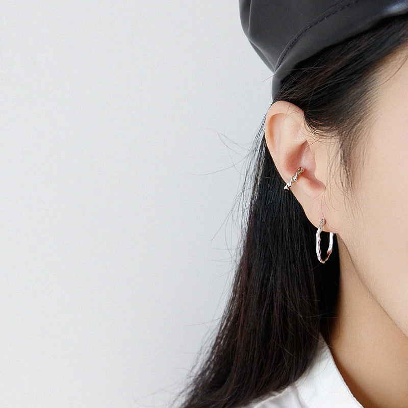 Silver Round Minimalist Earring Hoops