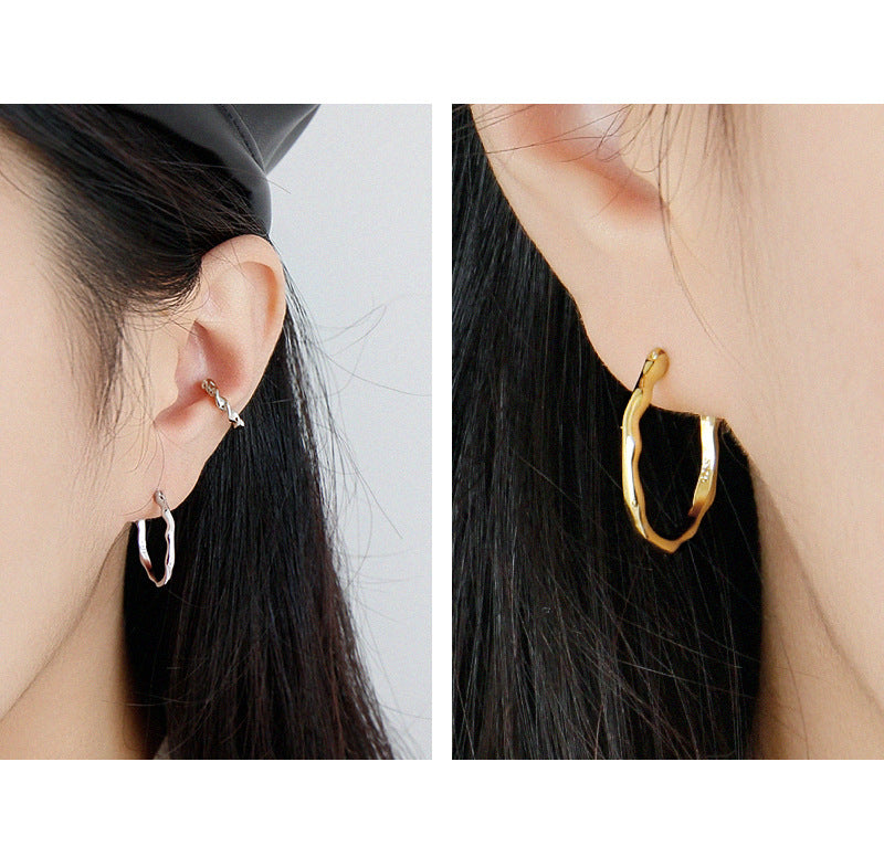 Silver Round Minimalist Earring Hoops