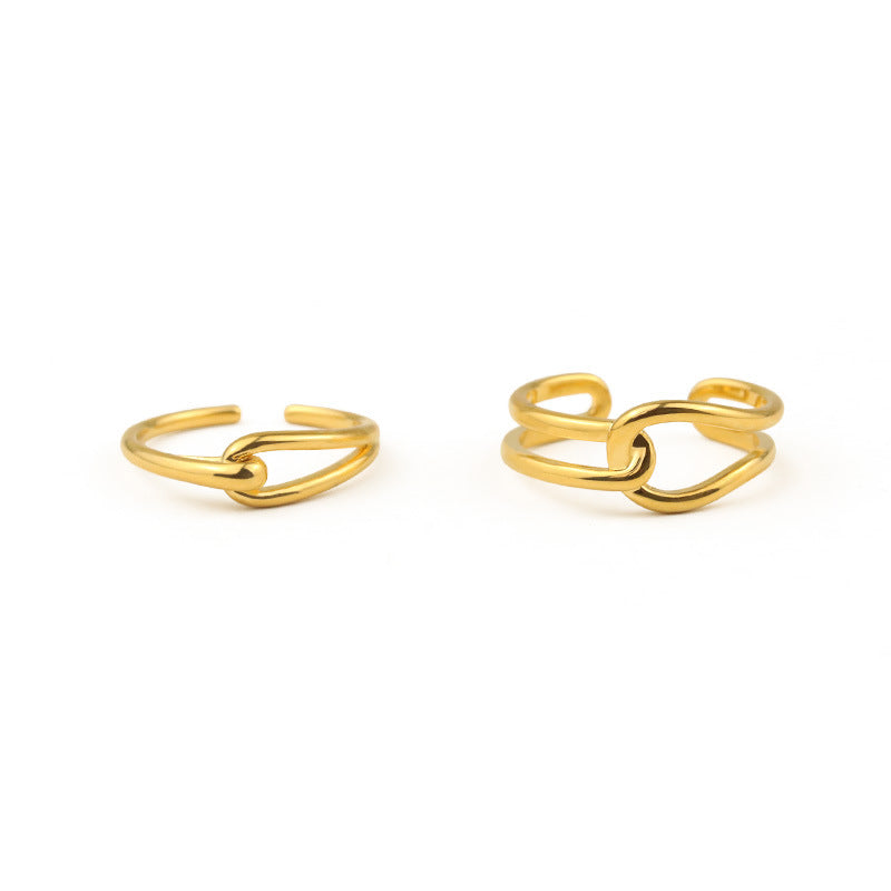 Gold Plated Geometric Knotted Minimalist Ring