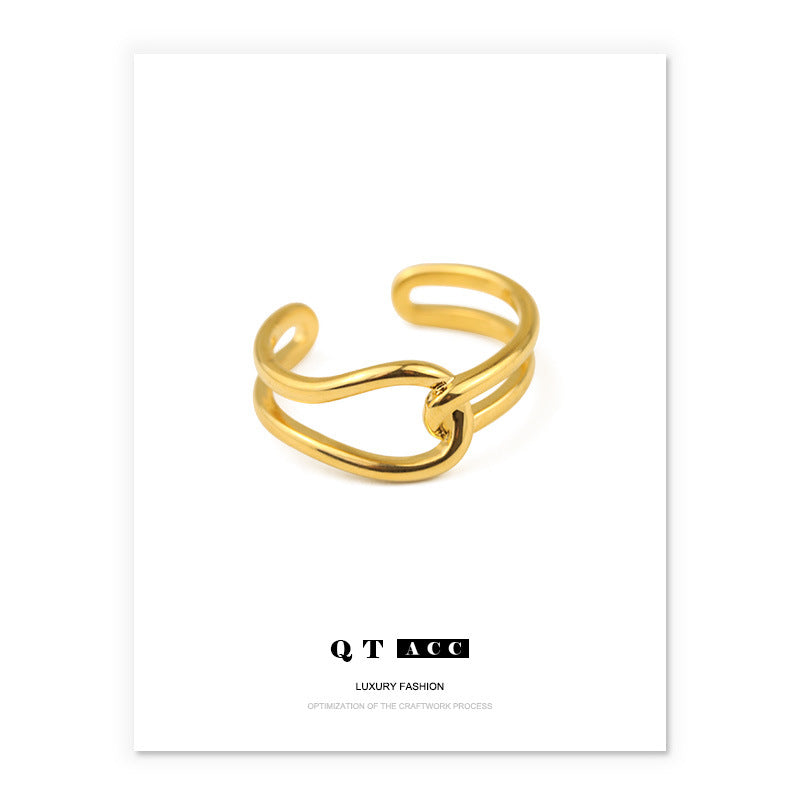 Gold Plated Geometric Knotted Minimalist Ring