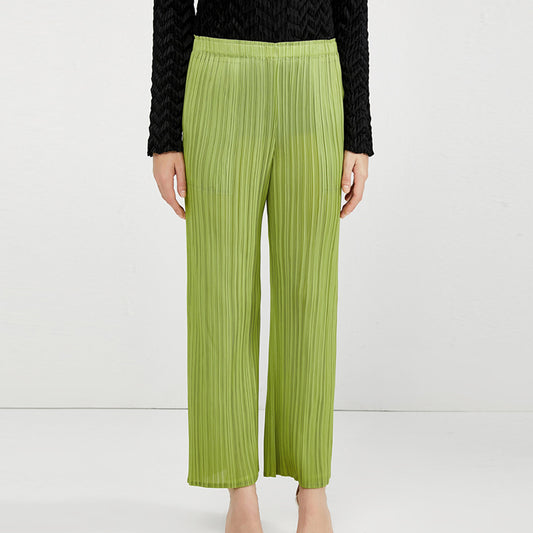 Plissé Pleated Casual Loose High Waist Trousers