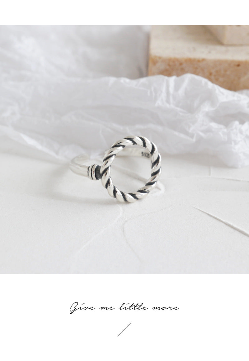 Silver Button Minimalist Ring