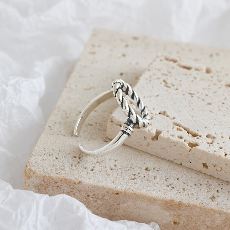 Silver Button Minimalist Ring