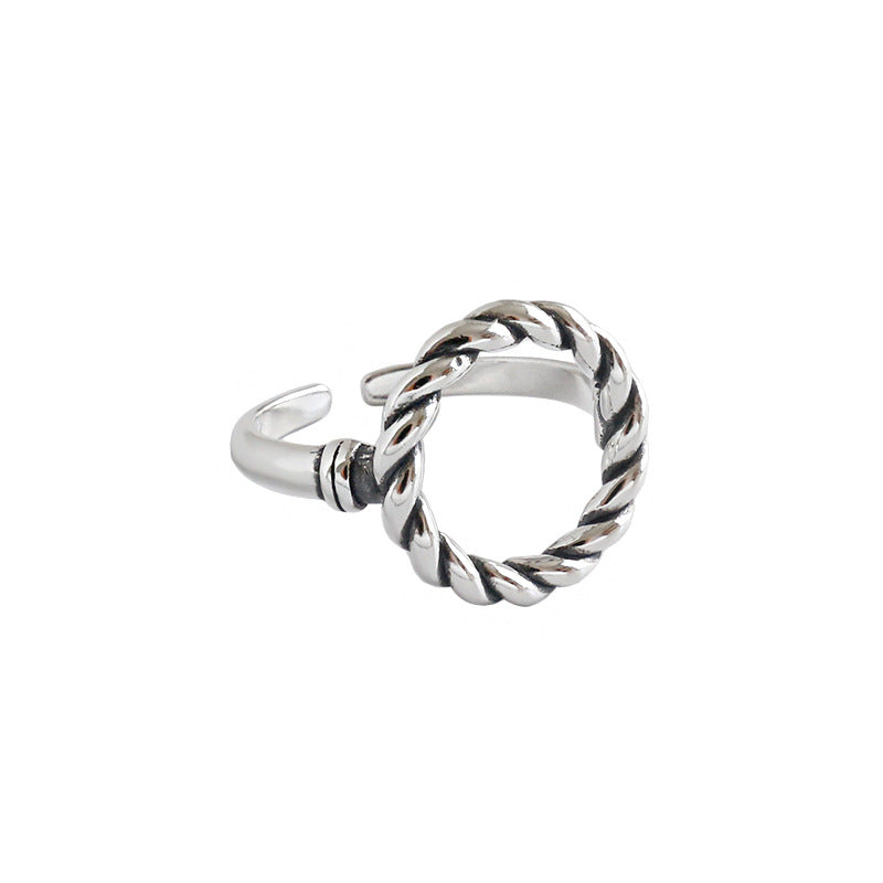 Silver Button Minimalist Ring