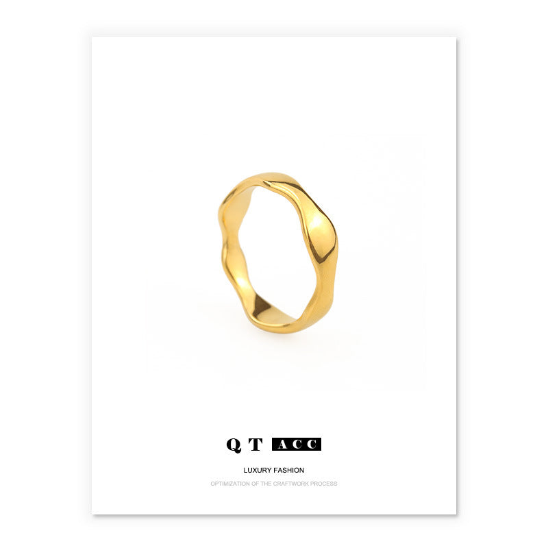 Gold Plated Geometric Irregular Edge Minimalist Ring