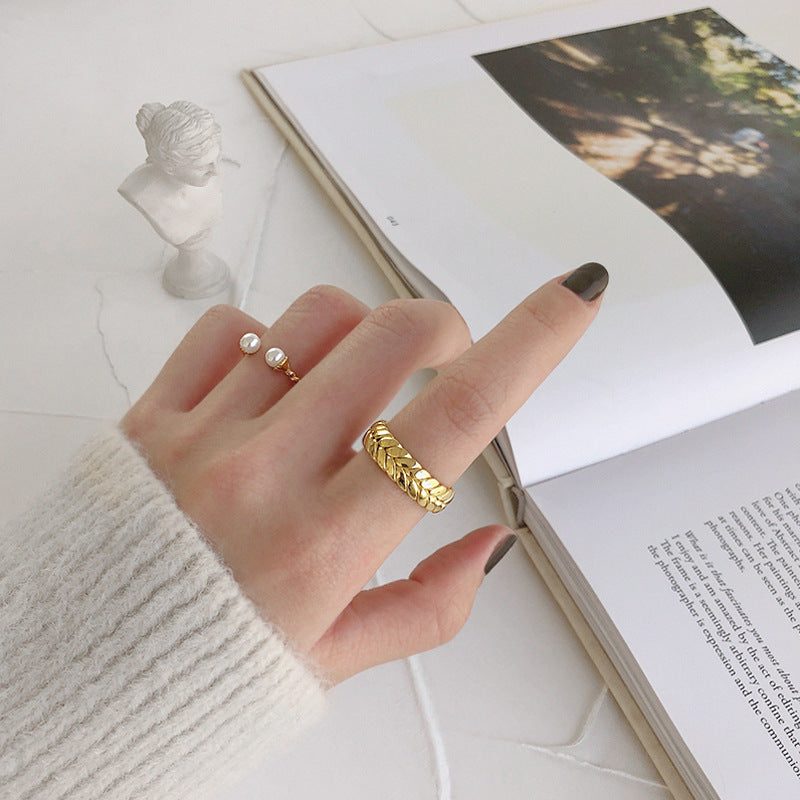 Silver Rainbow Pearl Minimalist Ring