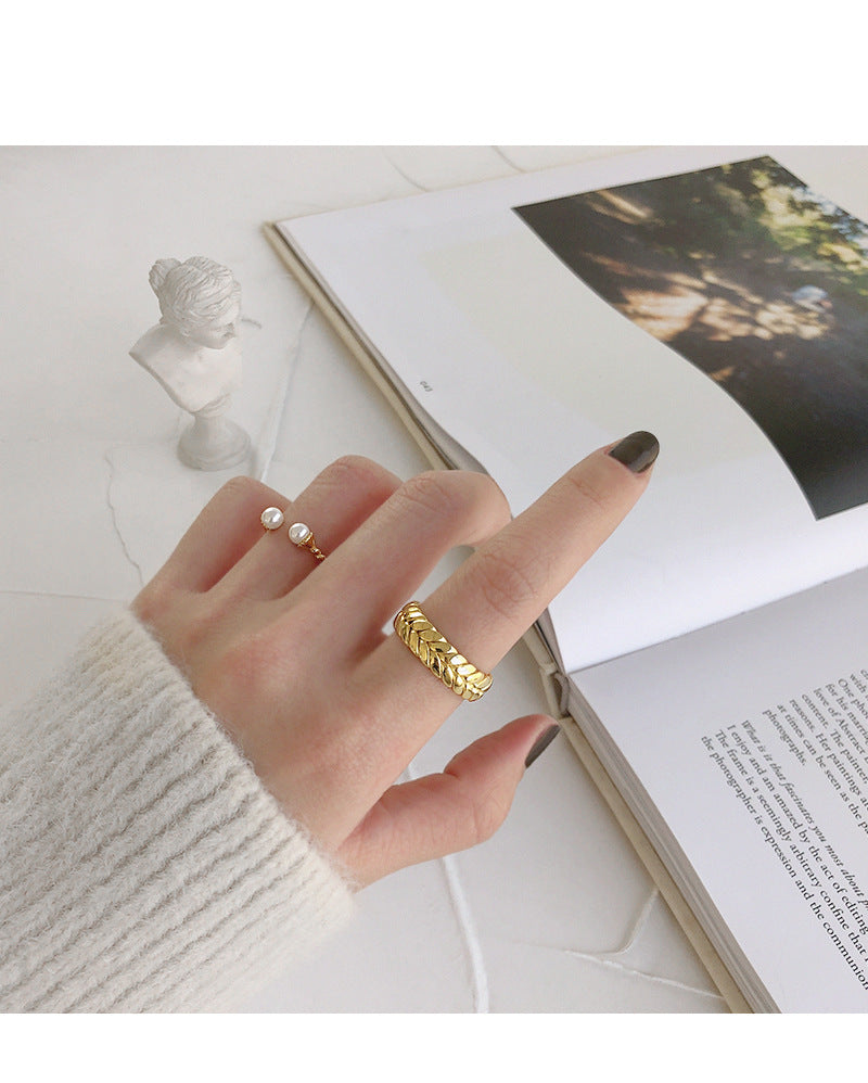 Silver Rainbow Pearl Minimalist Ring