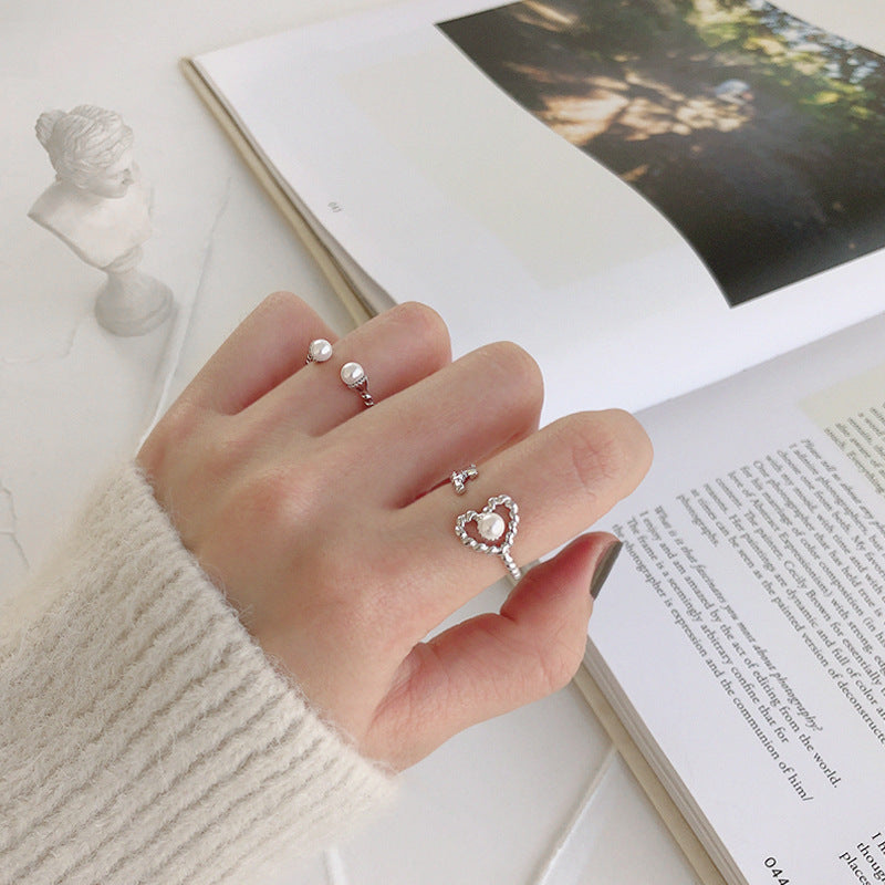 Silver Rainbow Pearl Minimalist Ring