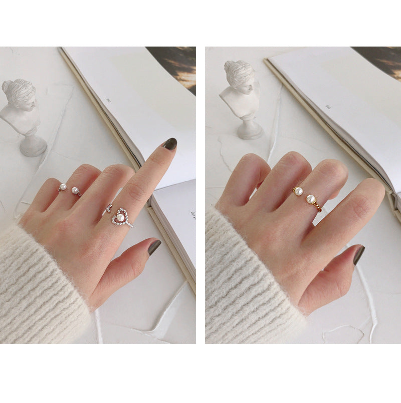 Silver Rainbow Pearl Minimalist Ring