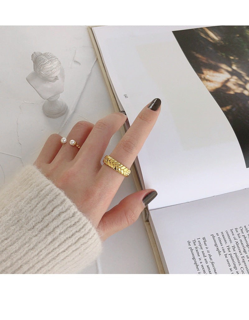 Silver Rainbow Pearl Minimalist Ring